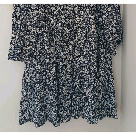 J. Crew Shirt Dress Tossed Bouquet Floral Print Black White Size Medium L/S Fall - Picture 4 of 9